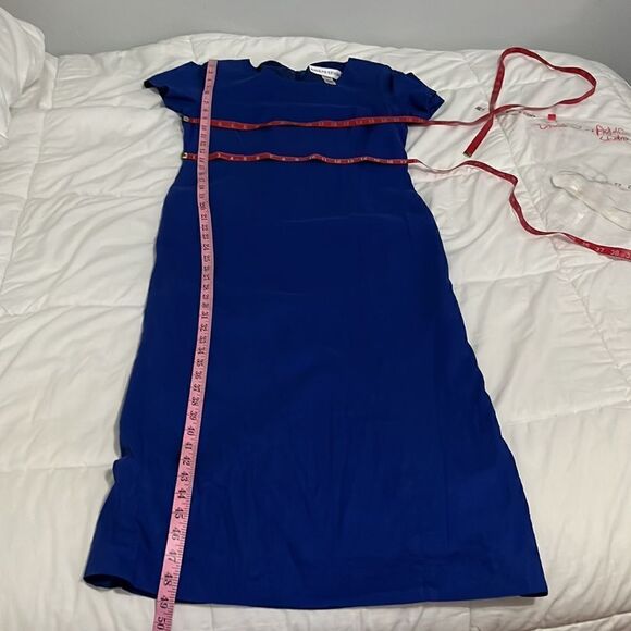 Adolfo Studio Dress Sz 10 Cobalt Blue Linen Blend Vintage 80’s Scoop Neck - Picture 9 of 9